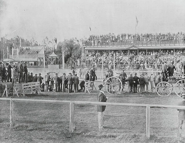 New Zealand, 1890s: A Country Racecourse (b / w photo)