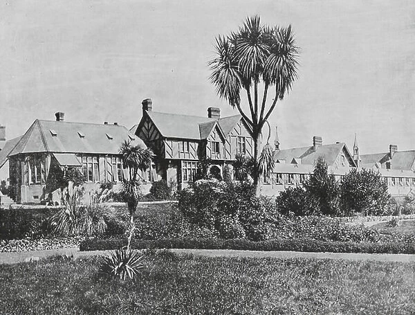 New Zealand, 1890s: The Hospital (b / w photo)