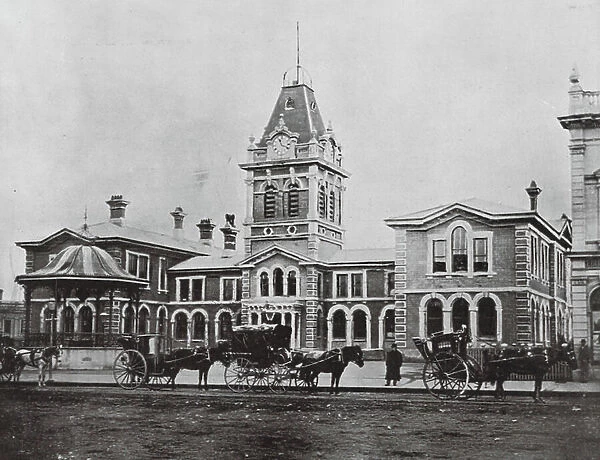 New Zealand, 1890s: Invercargill, the Post Office (b / w photo)