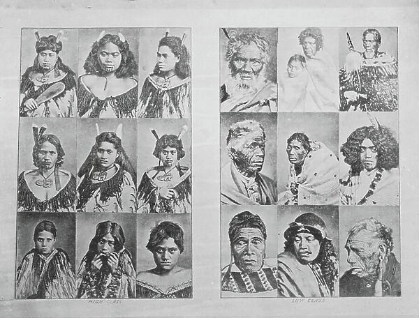New Zealand, 1890s: Maori Types (b / w photo)
