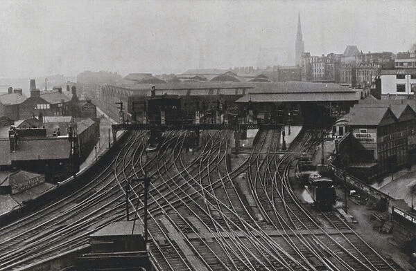 Newcastle, Railway Crossings at the Central Station (b  /  w photo)