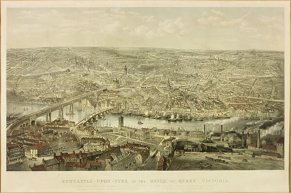 Newcastle upon Tyne in the Reign of Queen Victoria (litho with w  /  c)