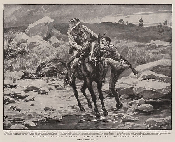 In the Nick of Time, a Gallant Trooper picks up Dismounted Comrade (litho)