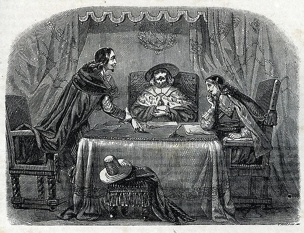 Nicolas Fouquet with Cardinal Mazarin and Abel Servien in February 1653 (engraving)