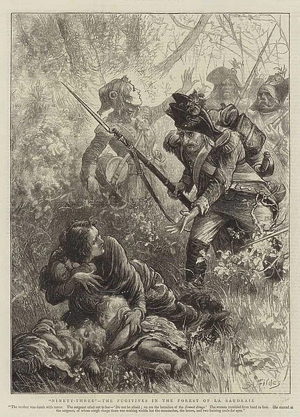 'Ninety-Three', the Fugitives in the Forest of La Saudraie (engraving)