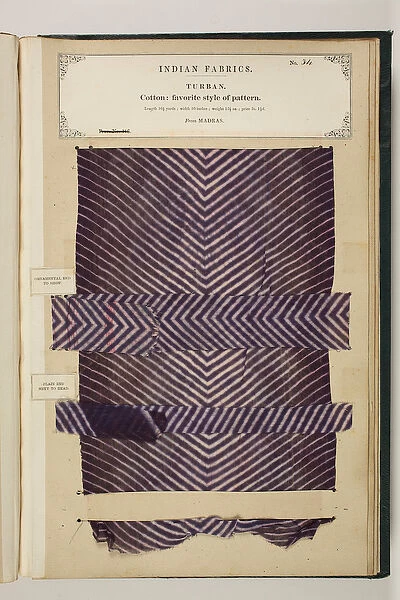No. 34: Turban, Indian Fabrics, compiled by John Forbes Watson, 1866 (paper and cotton)