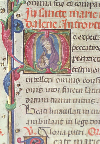 No. 98 f. 302v The Virgin, from the Missale Romanorum, c. 1400 (vellum)