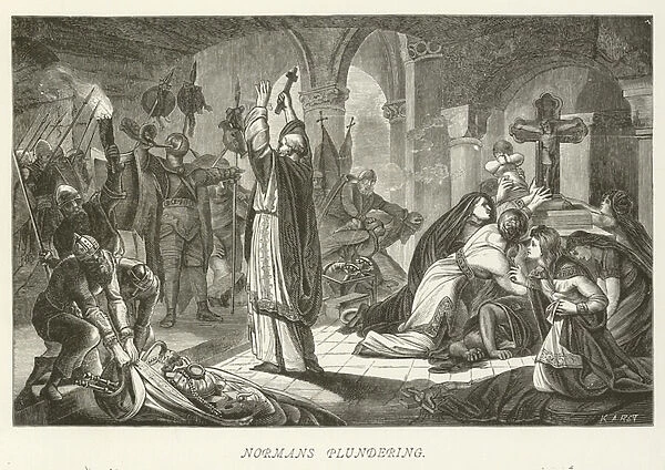 Normans plundering (engraving)