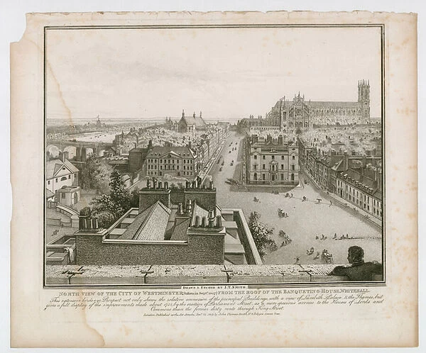 North View of the City of Westminster from the roof of the Banqueting House, Whitehall (engraving)