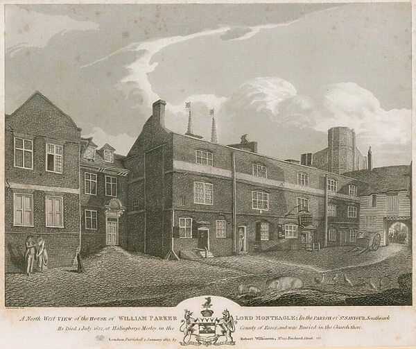A north west view of the house of William Parker, Lord Monteagle (engraving)