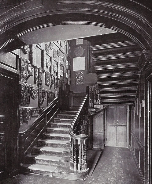 Nos 37 and 39 Stepney Green, London, The Staircase (b / w photo)