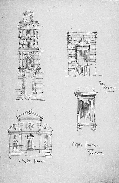 Notes from Rome, 1891 (pencil on paper)