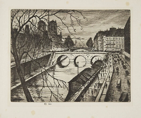 Notre Dame, Les Quais de Paris, pub.1931 (etching)