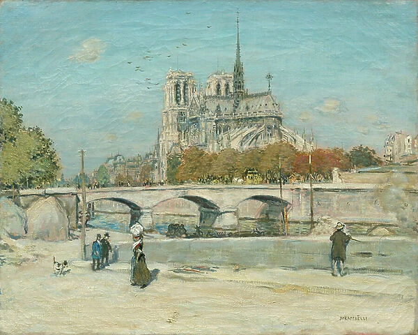 Notre Dame Seen from the Quai de la Tournelle, c. 1897-1902 (oil on fabric)