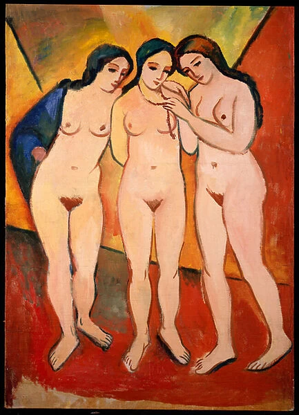 Three Nude Women (Red and Orange), 1912 (oil on canvas)