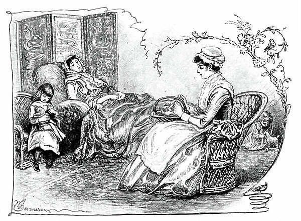 A nursemaid with her charges in their mother's dressing room, 1850