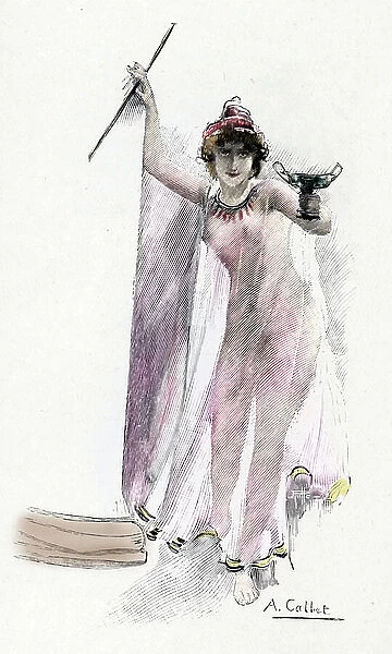 Odyssee d'Homere: 'Circe la magicienne' (The witch Circe) Illustration by Antoine Calbet (1860-1944) for 'L'odyssee' by the Greek poet Homere (Odyssey by Homer) 1897 Private collection