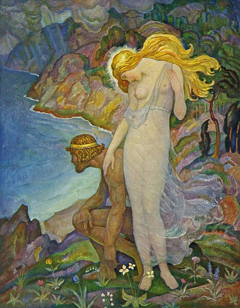 Odysseus and Calypso, 1929 (litho)