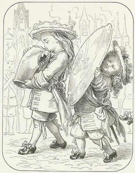 One officer was wearing his breastplate, another his shield. (verse 5), 1880 (engraving)