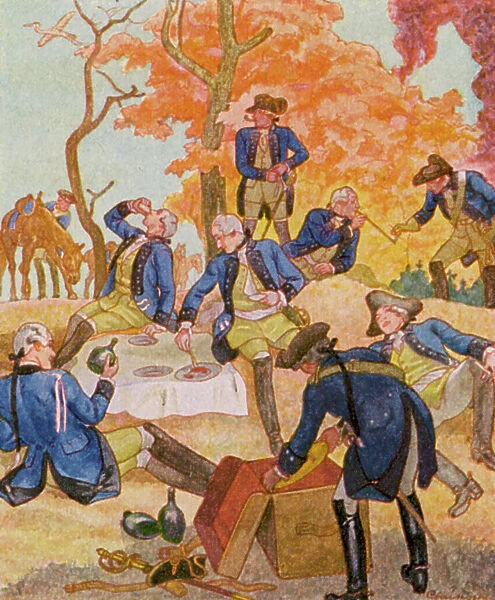 Offiziers-Picknick  /  Officers Picnic (colour litho)