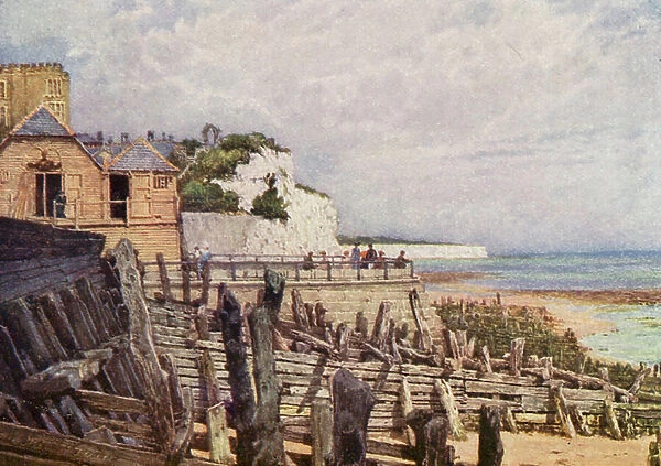 An old bit of Broadstairs from the Pier (colour litho)