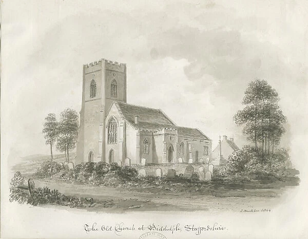The Old Church at Biddulph, Staffordshire, 1844 (print)