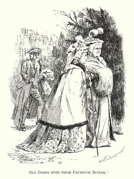 Old Dames with their Factotum Butler (litho)