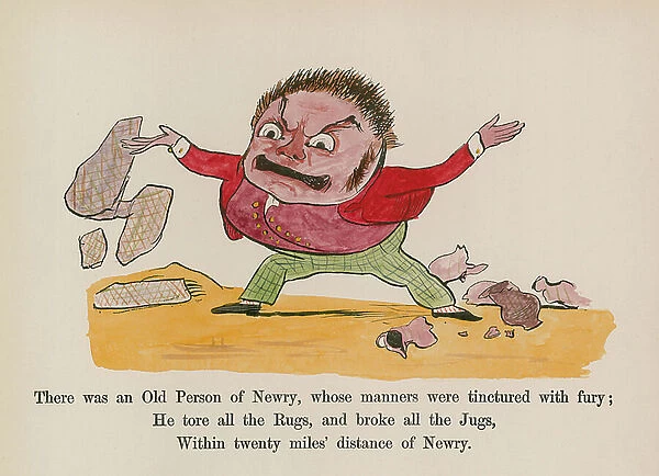 There was an Old Person of Newry, whose manners were tinctured with fury (coloured engraving)