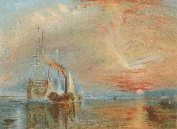 The Old Temeraire tugged to her last berth (chromolitho)