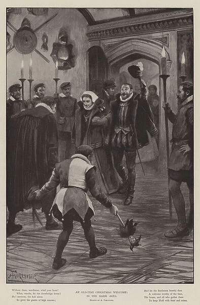 An Old-Time Christmas Welcome, in the Dark Ages (litho)