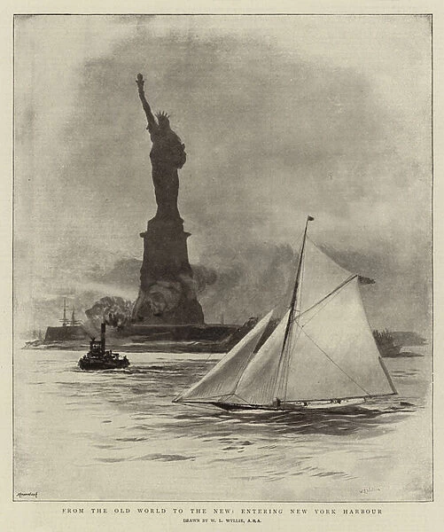 From the Old World to the New, entering New York Harbour (engraving)