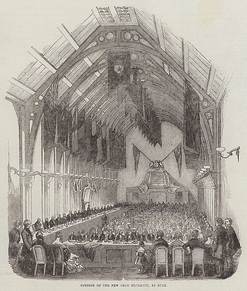Opening of the New Corn Exchange, at Hull (engraving)