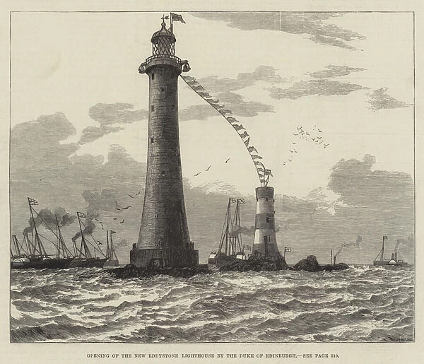 Opening of the New Eddystone Lighthouse by the Duke of Edinburgh (engraving)