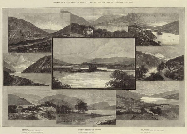Opening of a New Highland Railway, Views on the Line between Callander and Oban (engraving)