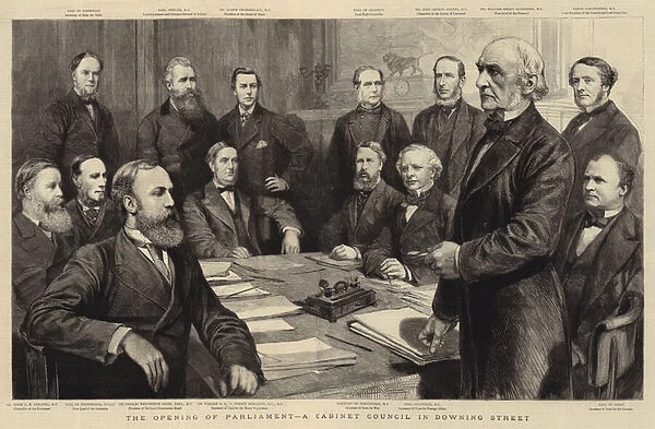The Opening of Parliament, a Cabinet Council in Downing Street (engraving)