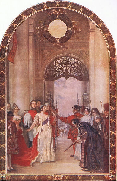Opening of the Royal Exchange by Queen Victoria, from Cassells History of the British