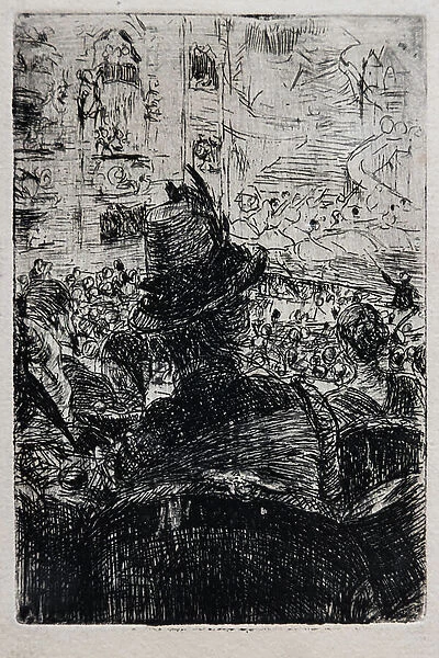 At the Opera in Paris, c. 1880 (striped on paper)