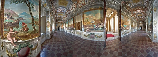 Orbicular view of the Bacchus Gallery, 1650 - 52 (wall tempera painting)