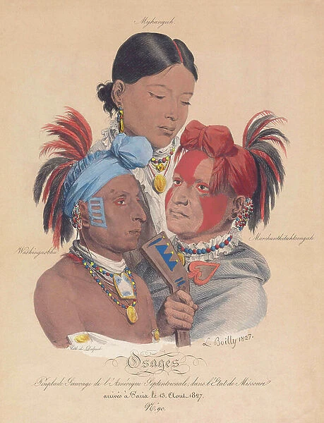 Osage tribe members in France. (print)