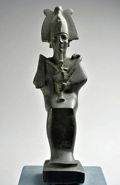 Osiris mumiforme. Statuette. Bronze. Mould (metal). Low Epoque (750-332 BC) Egypt - Dim in cm 19, 2x6, 1x10, 5 - Inventory number 1991.1.28, Musee d'Archeologie Mediterraneenne, Marseille