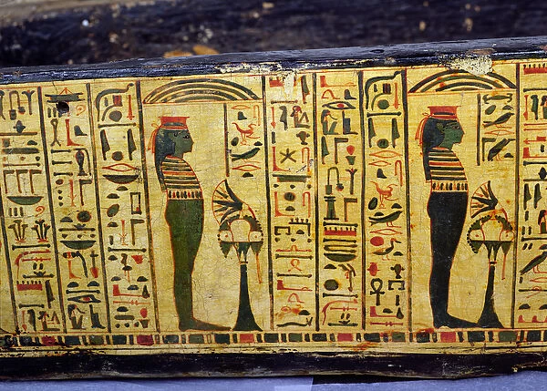Detail of the outer coffin base of the mummy of Nesyamun, possibly found at Deir El-Bahri
