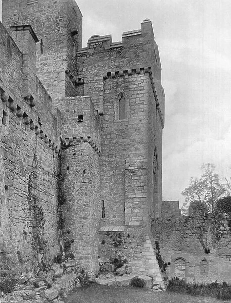 Outer Gatehouse and Curtain-Wall Rising from the Moat (b  /  w photo)