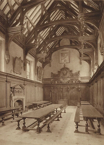Oxford: Corpus Christi College, The Hall, c 1520 (b / w photo)