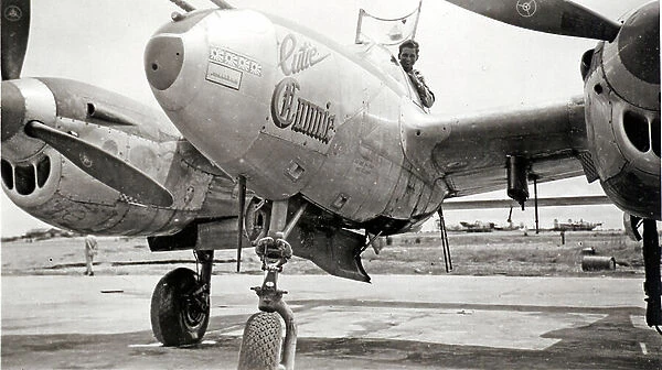 Pacific Theater, Nose art [Cutie Connie], P-38 Lightning, 1946, Clark Field