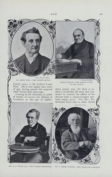 Page of article on Grand Old Men, ie distinguished older people (b  /  w photo)