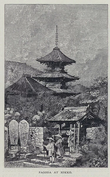 Pagoda at Nikko (litho)