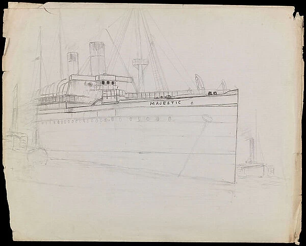 PAH1223; Sketch of the passenger liner Majestic (unfinished) (drawing)