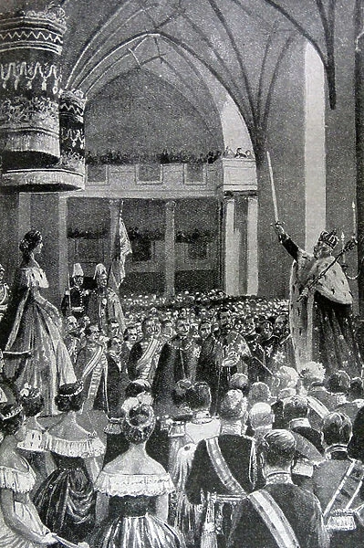 Painting depicting the coronation of King William of Prussia, 19th century (print)