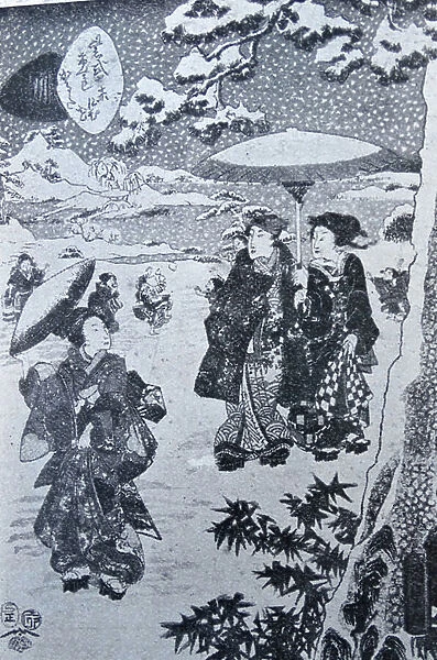 Painting depicting winter in Japan