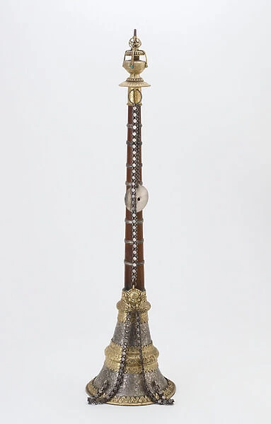 Pair of reeds (gya-ling), 18th century (hardwood, silver, gilding, and turquoise)